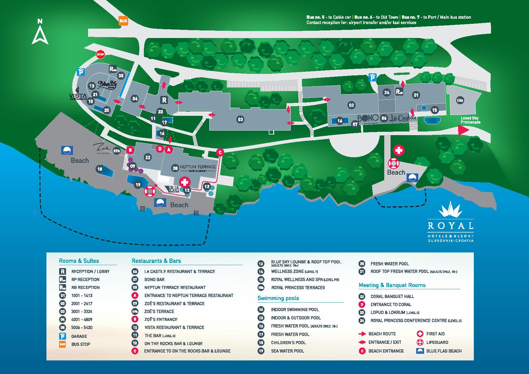 mapa royal resorta - Royal Dubrovnik Resort & Hotels